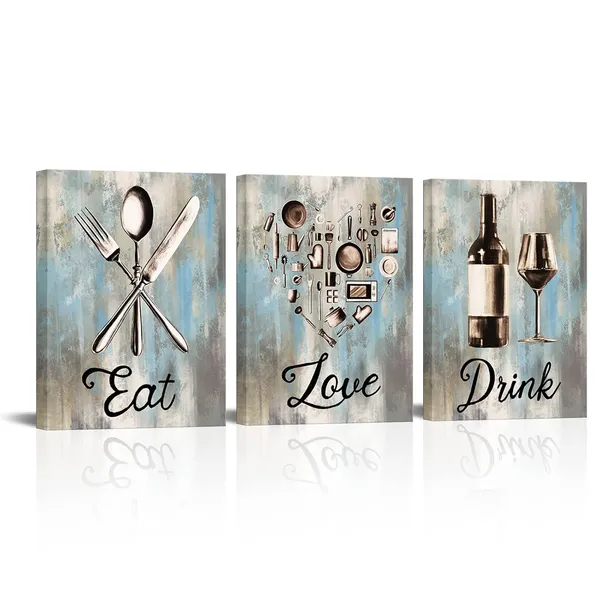 Grey_Home_Kitchen_Pictures_Wall_Art_Vintage_Utensils_Canvas_Prints_Eat_Love_Drink_Sign_Paintings_Teal_Grey_Artwork_|_For_Dining_Room_Decorations_12X16Inchx3_Pcs