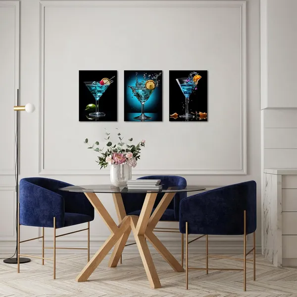 Blue_3_Pieces_Blue_Cocktail_Pictures_Wall_Art_Canvas_Prints_Black_Bar_Art_Liquor_Paintings_|_For_Dining_Room_Kitchen_Bar_Decor_12"X16"X3Pcs