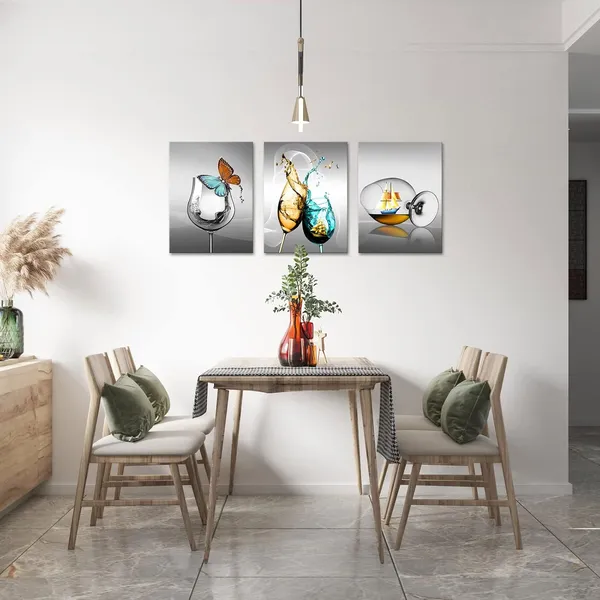 Gray_3_Pieces_Kitchen_Canvas_Wall_Art_Wine_Glass_With_Butterfly_Sailboat_Picture_Print_On_Gray_Background_Painting_Modern_Restaurant_Dining_Room_Artwork_Wall_Decor_Framed_12X16Inchx3Pcs