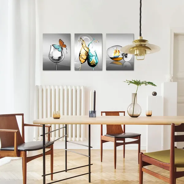 Gray_3_Pieces_Kitchen_Canvas_Wall_Art_Wine_Glass_With_Butterfly_Sailboat_Picture_Print_On_Gray_Background_Painting_Modern_Restaurant_Dining_Room_Artwork_Wall_Decor_Framed_12X16Inchx3Pcs