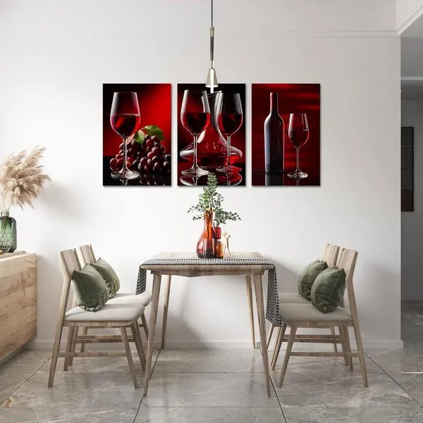 Red_3_Piece_Kitchen_Canvas_Wall_Art_Black_And_Red_Wine_Painting_Framed_Artwork_Wine_Cup_Bottle_And_Grapes_Picture_Prints_|_For_Dining_Room_Kitchen_Restaurant_Wall_Decor_16X24Inchx3Panels