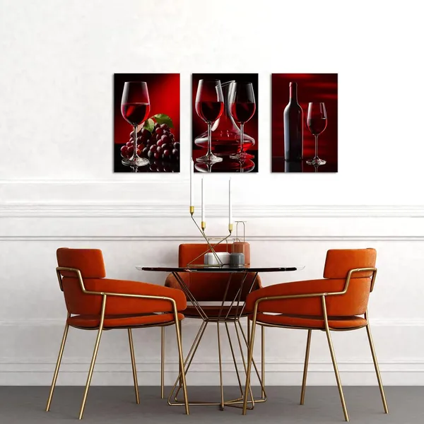 Red_3_Piece_Kitchen_Canvas_Wall_Art_Black_And_Red_Wine_Painting_Framed_Artwork_Wine_Cup_Bottle_And_Grapes_Picture_Prints_|_For_Dining_Room_Kitchen_Restaurant_Wall_Decor_16X24Inchx3Panels