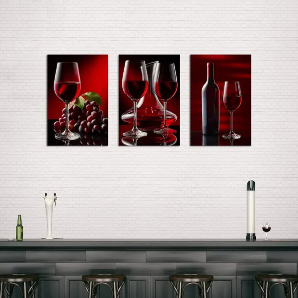 Red_3_Piece_Kitchen_Canvas_Wall_Art_Black_And_Red_Wine_Painting_Framed_Artwork_Wine_Cup_Bottle_And_Grapes_Picture_Prints_|_For_Dining_Room_Kitchen_Restaurant_Wall_Decor_16X24Inchx3Panels