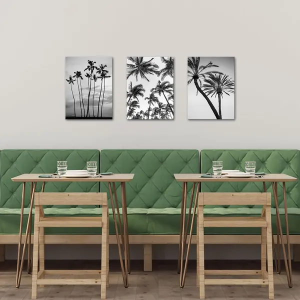 Multicolor_3_Pieces_Tropical_Palm_Tree_Wall_Art_Black_And_White_Photo_Of_Palm_Trees_Pictures_Framed_|_For_Home_Bathroom_Bedroom_Living_Room_Wall_Decor_Framed_12"X16"X3Pcs