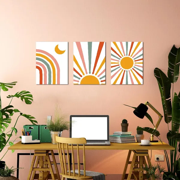 Orange_3_Piece_Minimalist_Boho_Canvas_Wall_Art_Mid_Century_Modern_Wall_Decor_Colorful_Neon_Geometric_Sun_Moon_Artwork_Prints_Paintings_|_For_Living_Room_Bedroom_Office_Home_Decor_12"X16"X3Pcs