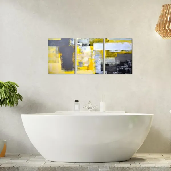 Yellow_3_Pieces_Abstract_Canvas_Wall_Art_Decoration_Canvas_Modern_Oil_Painting_|_For_Bedroom_Living_Room_Office_Dining_Room_Home_12"X16"