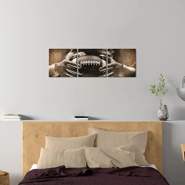 Brown_3_Pieces_Retro_American_Football_Wall_Art_Canvas_Prints_Sepia_Sports_Athletes_Vintage_Framed_Wall_Decor_|_For_Boys_Bedroom_Home_Gym_Living_Room_Brown_12"X12"X3Pcs