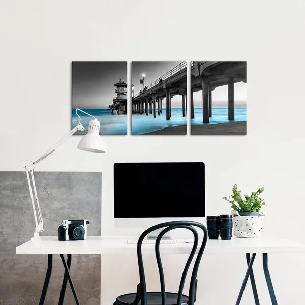 Black_3_Pieces_The_Huntington_Beach_Wall_Art_Canvas_Prints_Wall_Decor_Modern_Artwork_|_For_Living_Room_Office_12"X16"X3Pcs