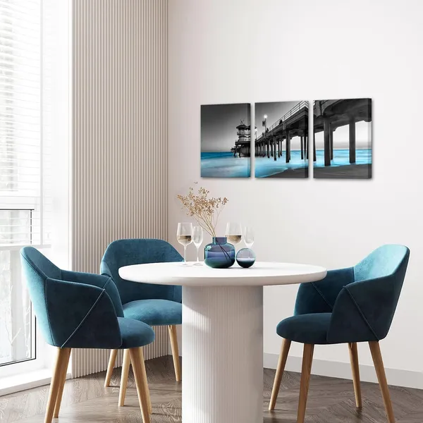 Black_3_Pieces_The_Huntington_Beach_Wall_Art_Canvas_Prints_Wall_Decor_Modern_Artwork_|_For_Living_Room_Office_12"X16"X3Pcs