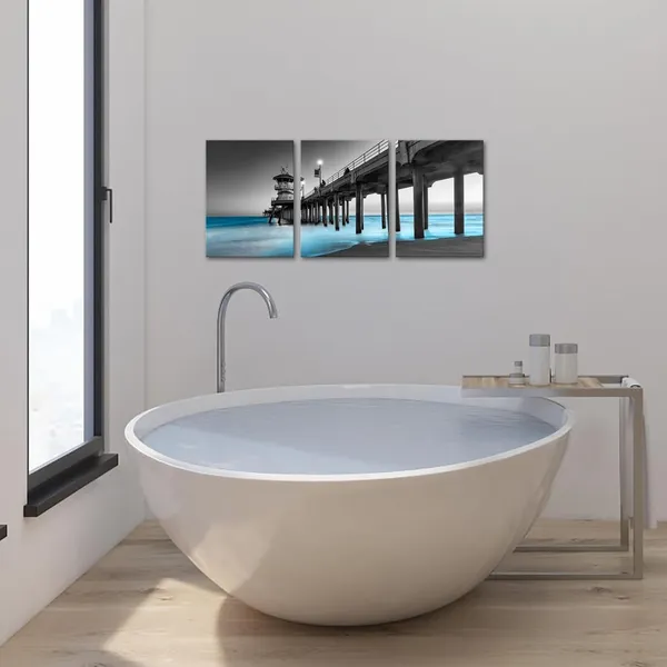 Black_3_Pieces_The_Huntington_Beach_Wall_Art_Canvas_Prints_Wall_Decor_Modern_Artwork_|_For_Living_Room_Office_12"X16"X3Pcs