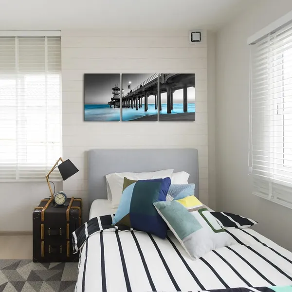 Black_3_Pieces_The_Huntington_Beach_Wall_Art_Canvas_Prints_Wall_Decor_Modern_Artwork_|_For_Living_Room_Office_12"X16"X3Pcs