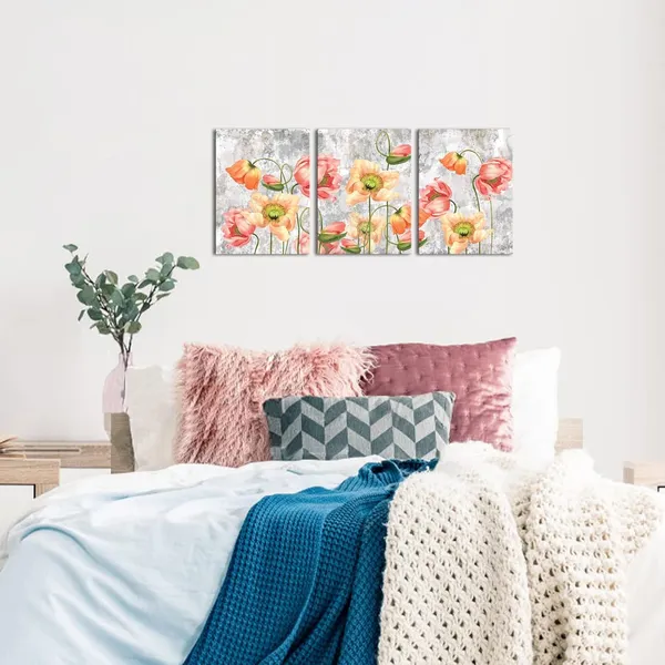 Orange_3_Pieces_Flowers_Canvas_Wall_Art_Beautiful_Poppy_On_Vintage_Background_Paintings_Rural_Floral_Blossom_Pictures_Artwork_|_For_Home_Office_Living_Room_Walls_Decor_Each_Piece_12X16Inch_(Small)