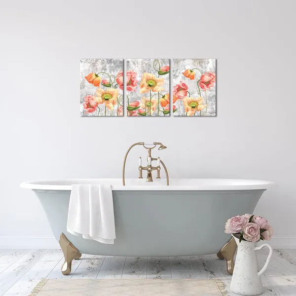 Orange_3_Pieces_Flowers_Canvas_Wall_Art_Beautiful_Poppy_On_Vintage_Background_Paintings_Rural_Floral_Blossom_Pictures_Artwork_|_For_Home_Office_Living_Room_Walls_Decor_Each_Piece_12X16Inch_(Small)