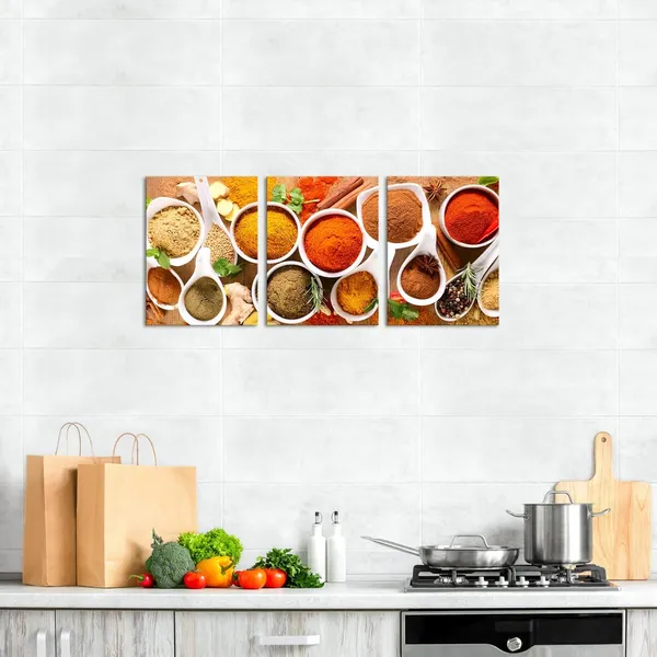Brown_3_Pieces_Kitchen_Canvas_Prints_Spice_Picture_Wall_Art_Food_Seasoning_Poster_Artwork_|_For_Modern_Galley_Dining_Room_Restaurant_Wall_Decor_Stretched_And_Framed_Ready_To_Hang_12X16Inchx3Pcs