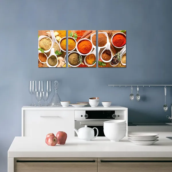 Brown_3_Pieces_Kitchen_Canvas_Prints_Spice_Picture_Wall_Art_Food_Seasoning_Poster_Artwork_|_For_Modern_Galley_Dining_Room_Restaurant_Wall_Decor_Stretched_And_Framed_Ready_To_Hang_12X16Inchx3Pcs
