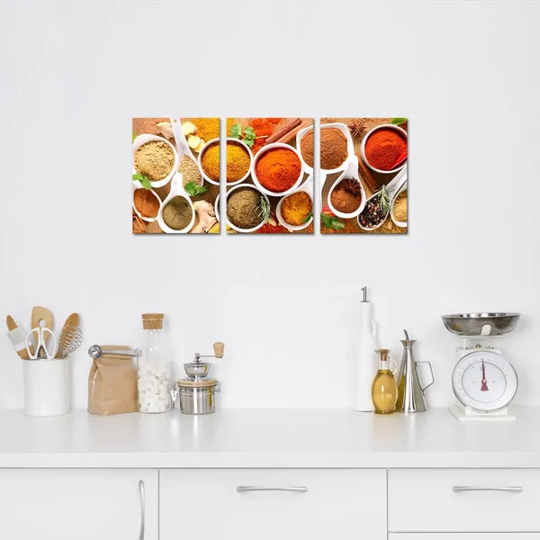 Brown_3_Pieces_Kitchen_Canvas_Prints_Spice_Picture_Wall_Art_Food_Seasoning_Poster_Artwork_|_For_Modern_Galley_Dining_Room_Restaurant_Wall_Decor_Stretched_And_Framed_Ready_To_Hang_12X16Inchx3Pcs