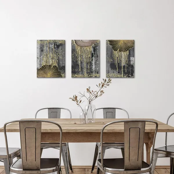 Black_3_Pieces_Grey_And_Gold_Abstract_Wall_Art_Canvas_Prints_Tree_Annual_Ring_Wood_Spiral_Black_&_White_Minimalist_Paintings_Wall_Decor_Modern_Artwork_|_For_Living_Room_Office_12"X16"X3Pcs