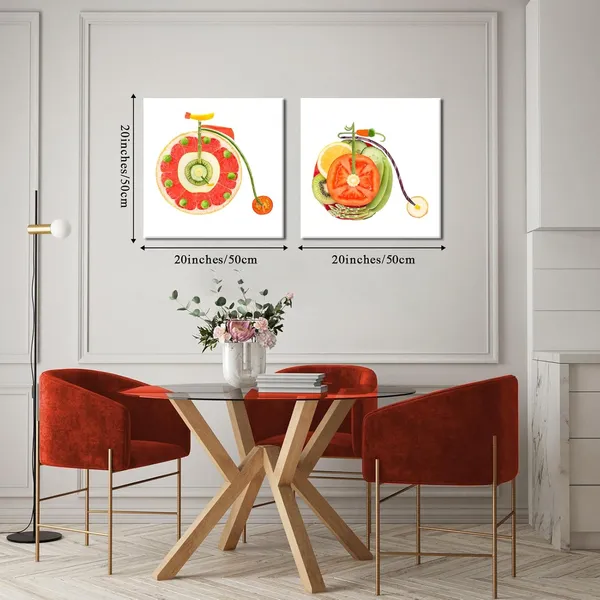 Multicolor_2_Panel_Kitchen_Canvas_Wall_Art_Colorful_Vegetable_Fruit_Bicycle_Bike_Pictures_Creative_Funny_Wall_Decor_Food_Wall_Painting_|_For_Dining_Room_Restaurant_Living_Room_20X20Inchx2Pcs