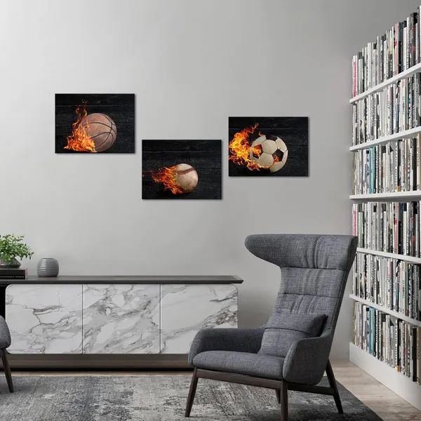 Black_Sports_Wall_Art_Boys_Room_Decor_Baseball_Basketball_Soccer_Football_On_Fire_Canvas_Prints_Posters_Vintage_Ball_Painting_Artwork_|_For_Kids_Bedroom_Nursery_Decorations_Each_Size_12X16Inch