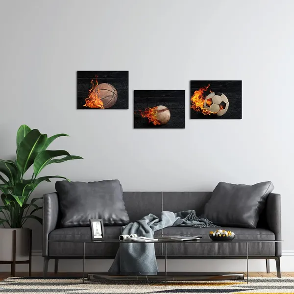 Black_Sports_Wall_Art_Boys_Room_Decor_Baseball_Basketball_Soccer_Football_On_Fire_Canvas_Prints_Posters_Vintage_Ball_Painting_Artwork_|_For_Kids_Bedroom_Nursery_Decorations_Each_Size_12X16Inch