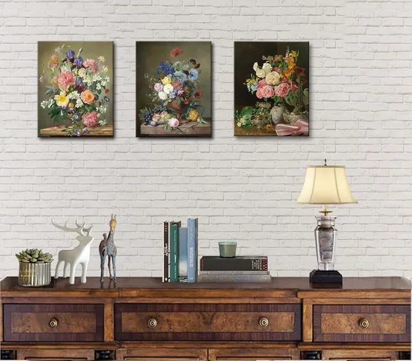 Multicolor_Msspart_Flowers_In_A_Porcelain_Vase_Classic_Painting_By_Ferdinand_Georg_Waldmuller_Canvas_Wall_Art,_Vintage_Floral_Pictures_Artwork_Print_|_For_Living_Room,_Bedroom_Dining_Room_Home_Decor