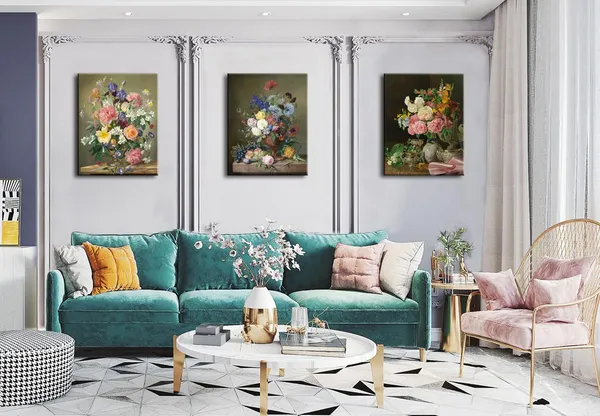 Multicolor_Msspart_Flowers_In_A_Porcelain_Vase_Classic_Painting_By_Ferdinand_Georg_Waldmuller_Canvas_Wall_Art,_Vintage_Floral_Pictures_Artwork_Print_|_For_Living_Room,_Bedroom_Dining_Room_Home_Decor