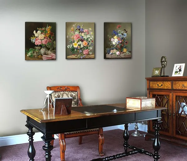 Multicolor_Msspart_Flowers_In_A_Porcelain_Vase_Classic_Painting_By_Ferdinand_Georg_Waldmuller_Canvas_Wall_Art,_Vintage_Floral_Pictures_Artwork_Print_|_For_Living_Room,_Bedroom_Dining_Room_Home_Decor
