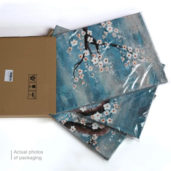 Blue_Ejart_Wall_Art_Hand-Painted_Framed_Flower_Oil_Painting_On_Canvas_Gallery_Wrapped_Modern_Floral_Artwork_|_For_Living_Room_Bedroomdecor_(Teal_Blue_Lake,_36"X16")_-_3_Piece