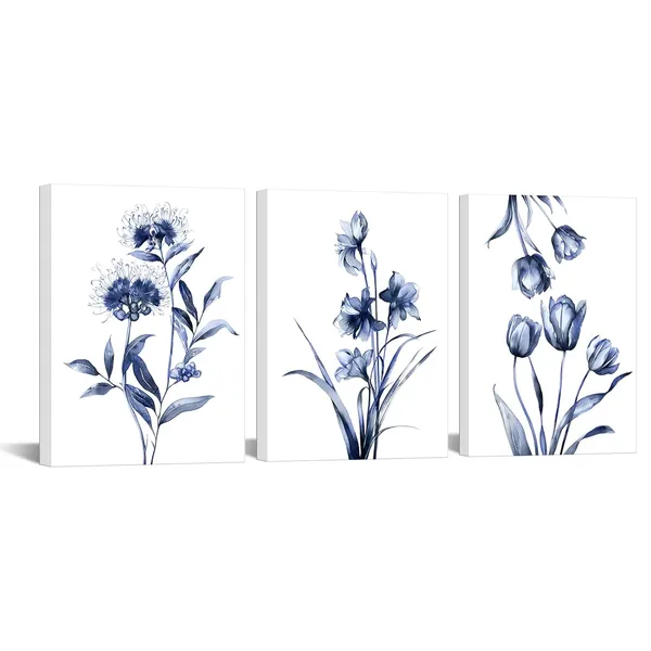 Blue_Blue_Flower_Canvas_Wall_Art_-_3_Piece_Botanical_Prints_|_For_Living_Room,_Bedroom,_Bathroom_Decor,_Floral_Pictures_Stretched_And_Framed_Modern_Artwork_|_For_Home_Decoration_-_12X16_Inches_Each