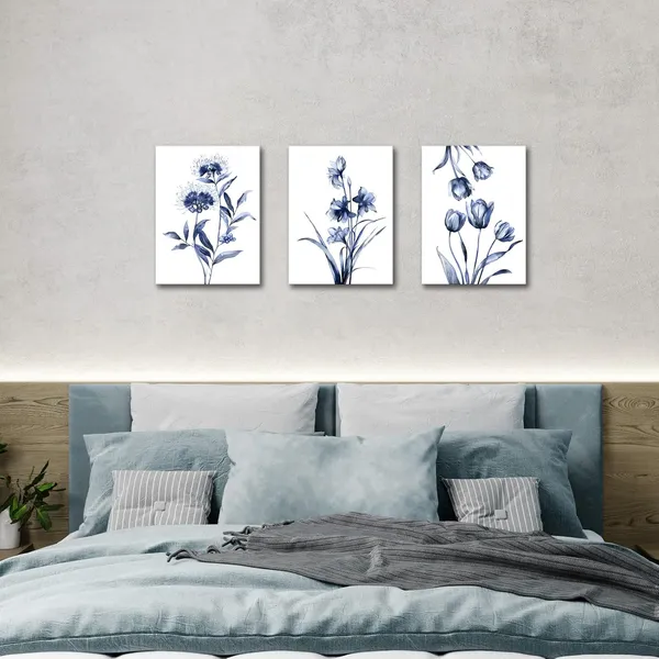 Blue_Blue_Flower_Canvas_Wall_Art_-_3_Piece_Botanical_Prints_|_For_Living_Room,_Bedroom,_Bathroom_Decor,_Floral_Pictures_Stretched_And_Framed_Modern_Artwork_|_For_Home_Decoration_-_12X16_Inches_Each