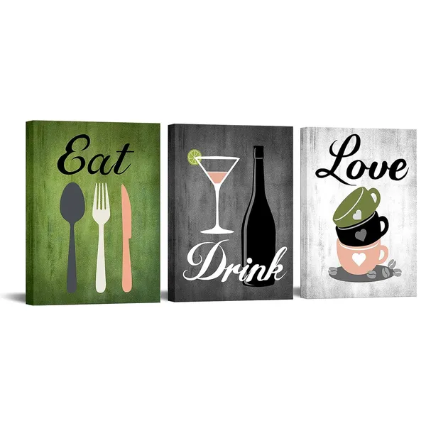 Grey_Canvas_Set_Of_3_Green_And_Grey_Modern_Kitchen_And_Dining_Room_Wall_Art_Home_Decor_Abstract_Eat_Drink_Love_Theme_Canvas_Prints_Pictures_Framed_Artwork_|_For_Coffee_Bar_Restaurant_Cafe_Ready_To_Hang