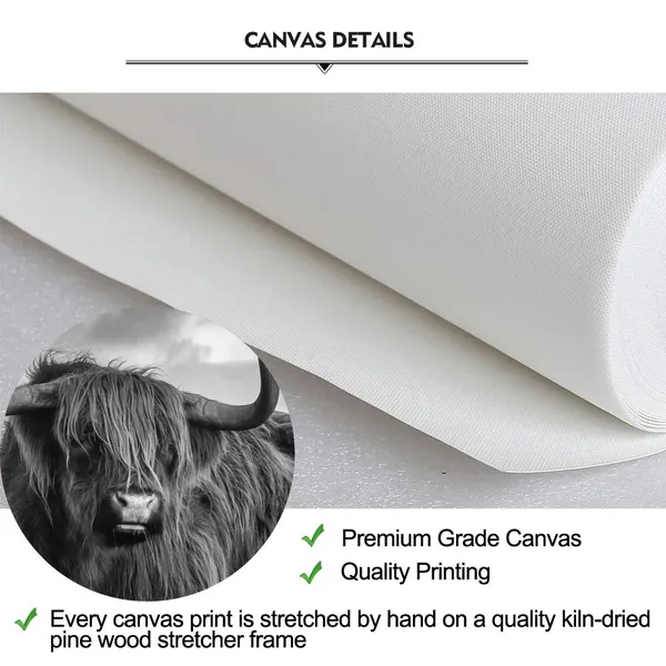 Multicolor_Canvas_Print_Wall_Art_Black_And_White_Freedom_Highland_Cow_Pictures_Painting_|_For_Living_Room_Bedroom_Modern_Home_Decor_Ready_To_Hang_Stretched_And_Framed_Artwork_12X16Inchx3Pcs