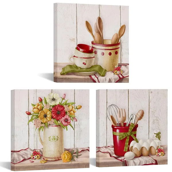 Red_3_Pieces_Canvas_Painting_Wall_Art_|_Fork_And_Spoon_Utensils_Picture_Printed_On_Canvas_Kitchen_Artwork_Gallery_Wrap_Ready_To_Hang_|_For_Restaurant_Bar_Decoration_Each_Size_12X12Inch_(Small)