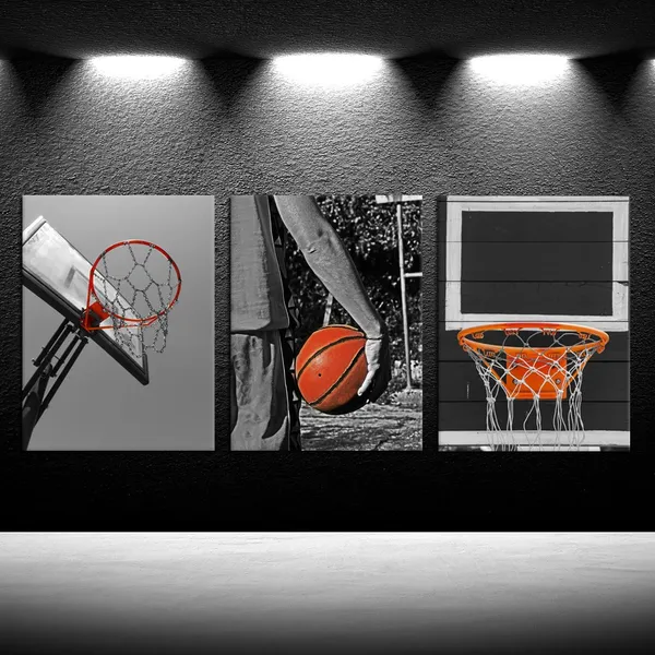 Black_3_Piece_Black_And_White_Sports_Canvas_Wall_Art_Basketball_Poster_Art_Prints_Painting_Framed_Pictures_Art_Work_|_For_Gym_Walls_Decor_Boys_Gift_12X16Inchx3Pcs