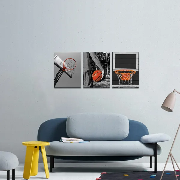 Black_3_Piece_Black_And_White_Sports_Canvas_Wall_Art_Basketball_Poster_Art_Prints_Painting_Framed_Pictures_Art_Work_|_For_Gym_Walls_Decor_Boys_Gift_12X16Inchx3Pcs