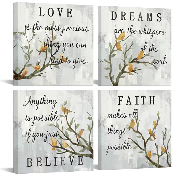 Grey_Inspirational_Wall_Art_Canvas_Set_Of_4_Grey_Canvas_Print_Faith_Love_Dreams_Believe_Calligraphy_Canvas_Quotes_Motivational_Posters_|_For_Home_Office_Decor_Each_Panel_12X12_Inches_(Small)