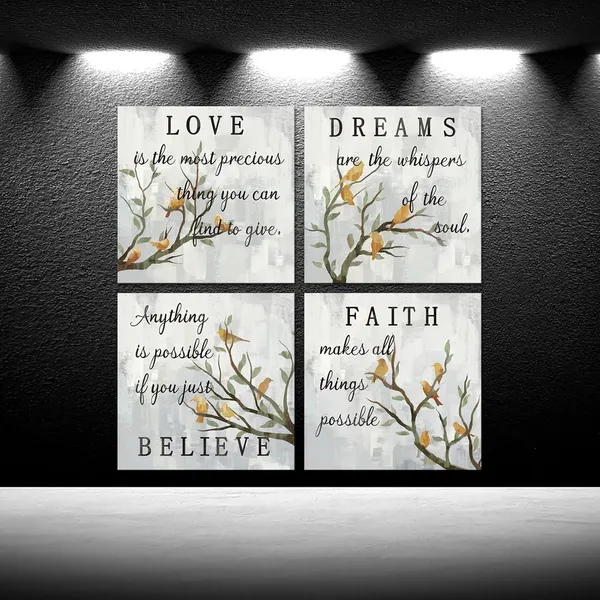 Grey_Inspirational_Wall_Art_Canvas_Set_Of_4_Grey_Canvas_Print_Faith_Love_Dreams_Believe_Calligraphy_Canvas_Quotes_Motivational_Posters_|_For_Home_Office_Decor_Each_Panel_12X12_Inches_(Small)