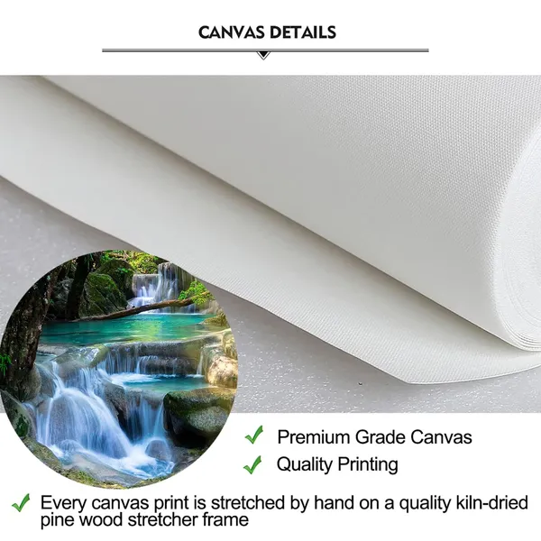 Green_3_Piece_Canvas_Wall_Art_Nature_Landscape_Pictures_Green_|_Forest_Waterfall_Poster_Canvas_Prints_Framed_Artwork_Spa_Bathroom_Bathroom_Room_Decor_12X16Inchx3Pcs