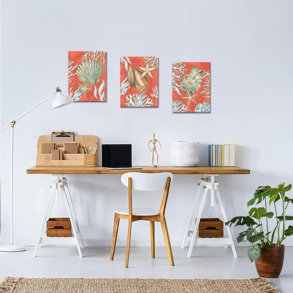 Orange_Seashell_Wall_Art_Set_-_3_Piece_Orange_Bathroom_Canvas_Prints,_Ocean_Themed_Coral_Coastal_Decor,_Nautical_Beach_Pictures,_Stretched_And_Framed_Artwork_|_For_Home,_Bedroom,_Living_Room_Decoration_Each12X16_Inches