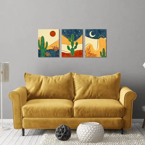 Multicolor_3_Piece_Mid_Century_Wall_Ar_Desert_Print_Abstract_Desert_Landscape_With_Cacti_Abstract_Wall_Art_Mountain_Decor_Cactus_Art_Print_Framed_Canvas_Print_Minimalist_Painting_Ready_To_Hang_Each_Panel_12X16Inch