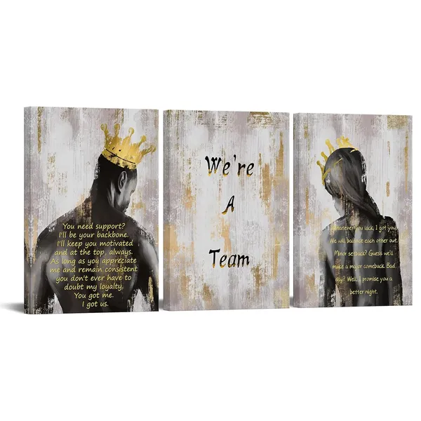Multicolor_3_Pieces_African_American_Canvas_Wall_Art_We_Are_A_Team_Black_King_And_Queen_Canvas_Print_Painting_Black_Couple_Picture_Artwork_Black_Girl_Inspirational_Quotes_Wall_Decor_|_For_Home_Decor_16X24Inch