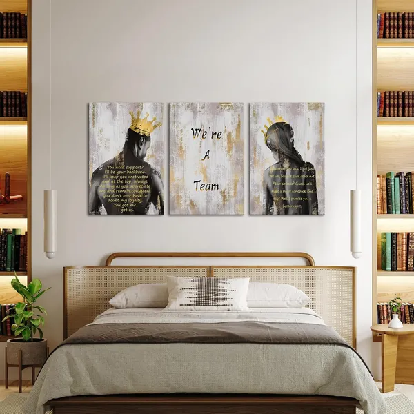 Multicolor_3_Pieces_African_American_Canvas_Wall_Art_We_Are_A_Team_Black_King_And_Queen_Canvas_Print_Painting_Black_Couple_Picture_Artwork_Black_Girl_Inspirational_Quotes_Wall_Decor_|_For_Home_Decor_16X24Inch