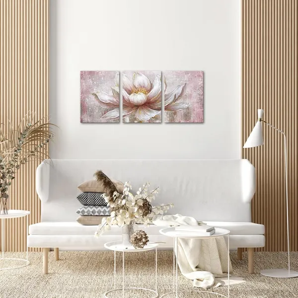Multicolor_Pink_Gold_Lotus_Canvas_Set_Of_3_Wall_Art_Framed_Flowers_Paintings_Wall_Pictures_Abstract_Artwork_Painting_|_For_Bedroom_Office_Home_Decor_Ready_To_Hang_12X16_Each