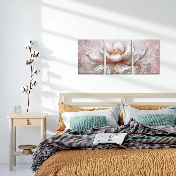 Multicolor_Pink_Gold_Lotus_Canvas_Set_Of_3_Wall_Art_Framed_Flowers_Paintings_Wall_Pictures_Abstract_Artwork_Painting_|_For_Bedroom_Office_Home_Decor_Ready_To_Hang_12X16_Each