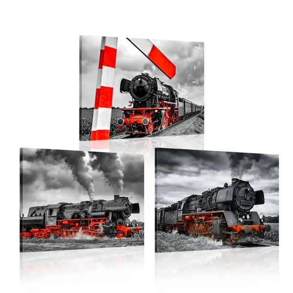 Multicolor_3_Piece_Canvas_Wall_Art_Black_And_Red_Steam_Locomotive_Train_Poster_Pritns_Old_Vintage_Steam_Engine_Pictures_Modern_Home_Decor_Stretched_And_Framed_Ready_To_Hang_12X16Inchx3Pcs