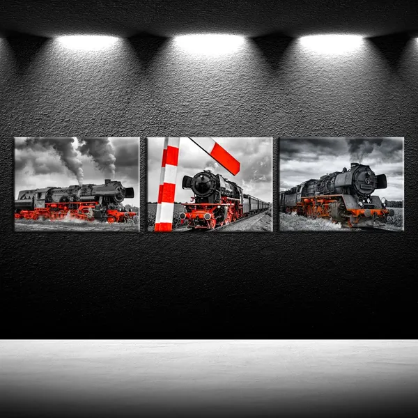 Multicolor_3_Piece_Canvas_Wall_Art_Black_And_Red_Steam_Locomotive_Train_Poster_Pritns_Old_Vintage_Steam_Engine_Pictures_Modern_Home_Decor_Stretched_And_Framed_Ready_To_Hang_12X16Inchx3Pcs