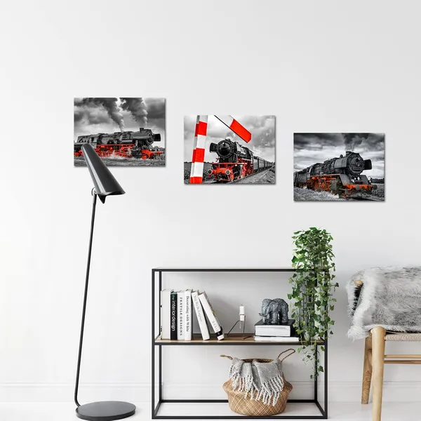 Multicolor_3_Piece_Canvas_Wall_Art_Black_And_Red_Steam_Locomotive_Train_Poster_Pritns_Old_Vintage_Steam_Engine_Pictures_Modern_Home_Decor_Stretched_And_Framed_Ready_To_Hang_12X16Inchx3Pcs
