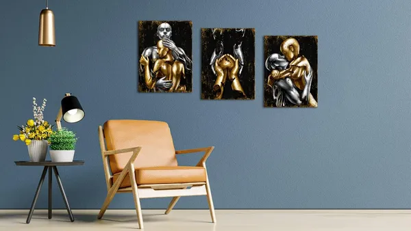Black_Black_And_Gold_Love_Decor_Grey_&_Gold_Hugging_Couple_Bedroom_Wall_Decor_Picture_Art_Prints_Framed_Canvas_Print_(Black,_12X16Inchx3_Pieces)