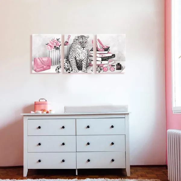 Pink_Glam_Fashion_Picture_Pink_Blush_Wall_Art_Leopard_Books_High_Heel_Shoes_Perfume_Canvas_Prints_|_For_Modern_Home_Office_Woman_Girl_Makeup_Bedroom_Wall_Decoration_Creative_Design_Gift_(12X16X3)