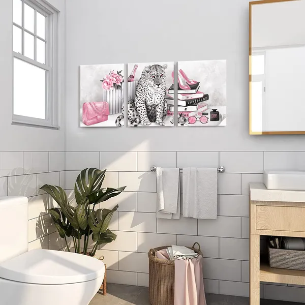 Pink_Glam_Fashion_Picture_Pink_Blush_Wall_Art_Leopard_Books_High_Heel_Shoes_Perfume_Canvas_Prints_|_For_Modern_Home_Office_Woman_Girl_Makeup_Bedroom_Wall_Decoration_Creative_Design_Gift_(12X16X3)